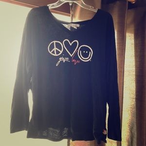 Peace Love World black long sleeve tee 2X